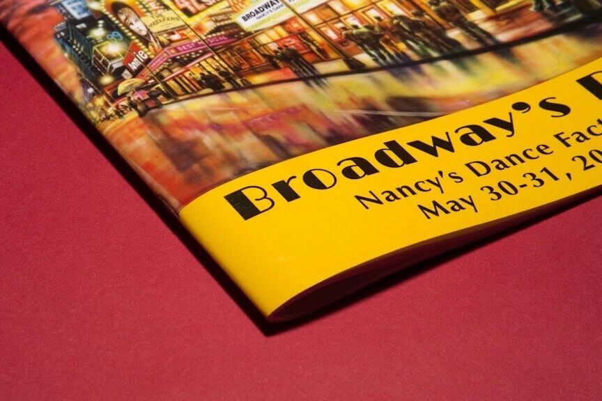 A close up of the broadway program cover
